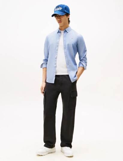 Tommy Jeans Tjm Slim Stretch Oxford Shirt   Blue   XS