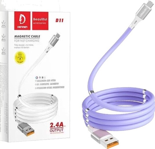 Usb-Kabel Denmen Usb-A Til Usb-C 1 M Lilla 29364