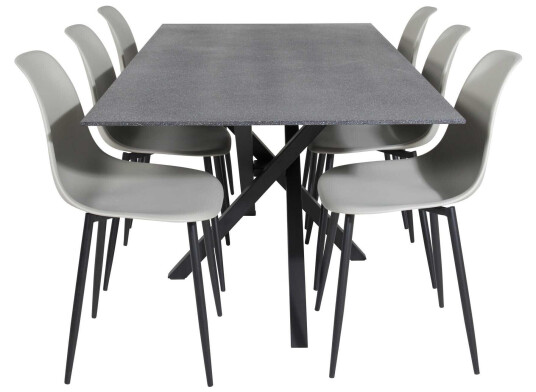 Venture Design Piazza & Polar spisegruppe Grå/grå 6 st stoler & bord 180 x 90 cm
