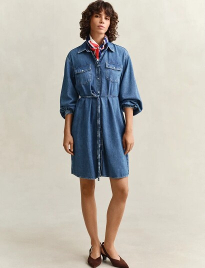 GANT Denim Volume Sleeve Shirt Dress Blue 36 GANT Denim Volume Sleeve Shirt Dress Blue 36