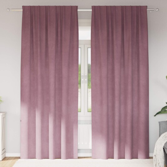  Gardiner med gardiner 2 pcs Mørk rosa 140 x 225 cm Fløyel