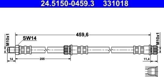 Bremseslange ATE 24.5150 0459.3 Bremseslange ATE 24.5150 0459.3