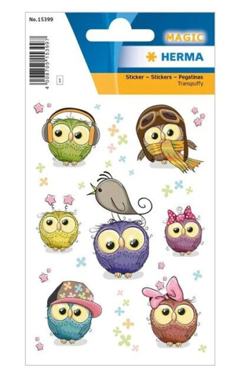HERMA Stickers cute owls Transpuffy HERMA Stickers cute owls Transpuffy