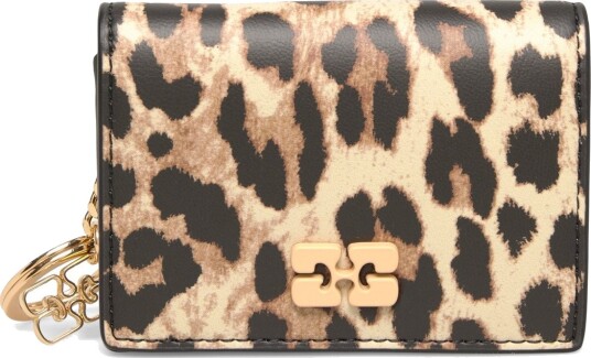 Ganni Bou Card Holder With Flap Print Brown ONE SIZE