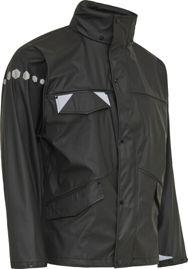Elka Dry Zone D-LUX PU Regnjakke - Sort - 4XL