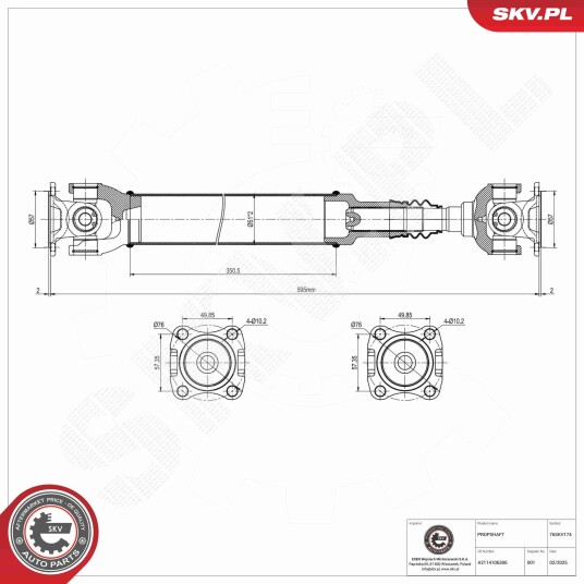 Esen Skv Drivaksel ESEN SKV 76SKV174 Esen Skv Drivaksel ESEN SKV 76SKV174