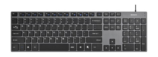 Deltaco Slim Low-Profile Kontortastatur i Aluminium US Layout