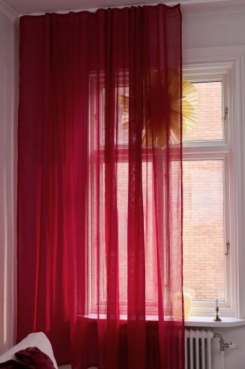 Jotex Gardin Med Lintekstur 1lengde Ekstra Bred Chilirød LIZZIE 216722706220