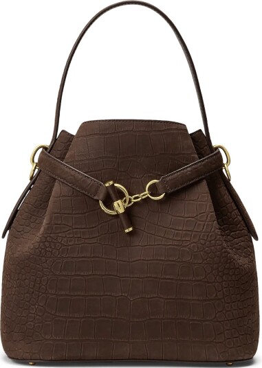 Lauren Ralph Lauren Embossed Nubuck Medium Blaike Bucket Bag CHESTNUT BROWN One Size Lauren Ralph Lauren Embossed Nubuck Medium Blaike Bucket Bag CHESTNUT BROWN One Size