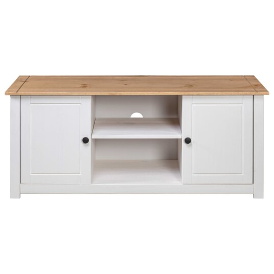 vidaXL TV-benk hvit 120x40x50 cm heltre furu Panama Range