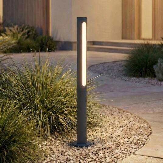 Liravel LED-gatelampe, antrasitt, høyde 60 cm, IP65 – Lindby - Terrasse - Moderne - Aluminium - Med en lyskilde