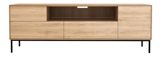 Ethnicraft Whitebird mediebenk 180 cm Oak wax oil-Black metal