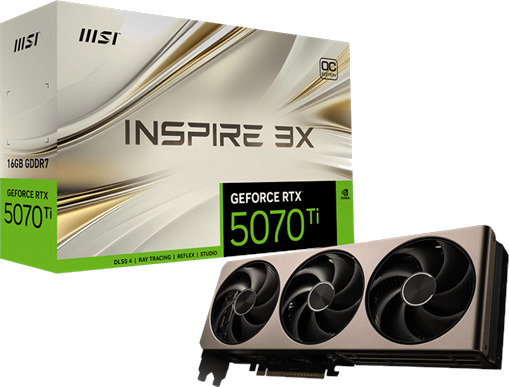 MSI GeForce RTX 5070 Ti Inspire 3X OC   16GB GDDR7 RAM   Grafikkort