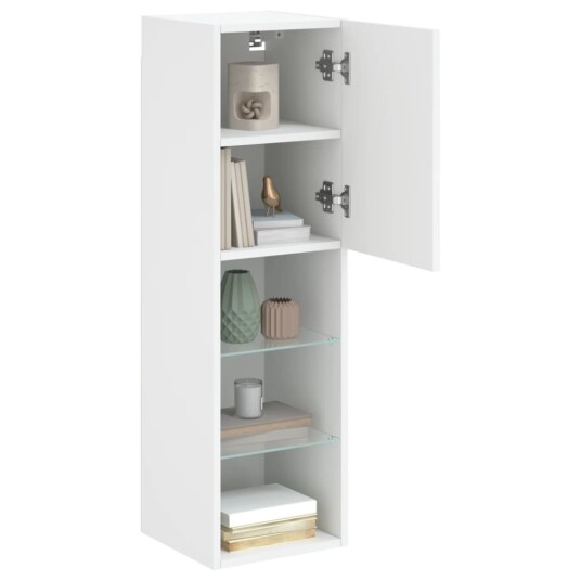 vidaXL TV-benker med LED-lys 2 stk hvit 30,5x30x102 cm 8721012256002