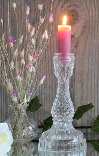 Lysestake i glass liten med rugler