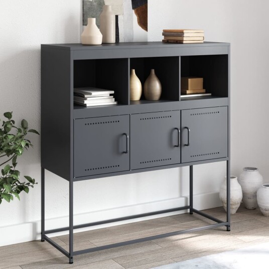 Skjenk antrasitt 100,5x39x107 cm kaldvalset stål 8721102634758