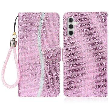 Samsung Galaxy S24 FE Stilig glitter lommebokveske   Rosa