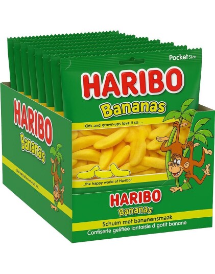 28 stk Haribo Skumbananer Hel Eske 1,96 kg 28 stk Haribo Skumbananer Hel Eske 1,96 kg