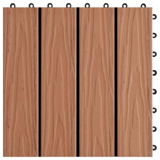 Terrassebord 11 stk dyppreget WPC 30x30 cm 1 kvm lysebrun