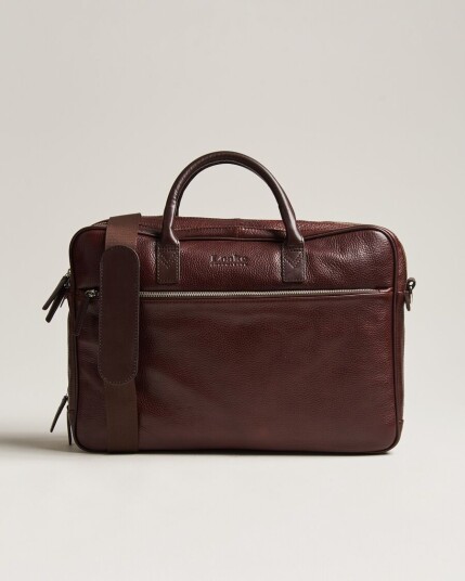 Loake Shoemakers Westminster Grain Leather Briefcase Dark Brown