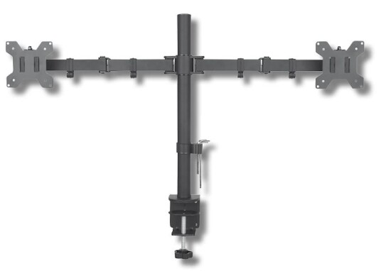 Techly Dobbel LCD Skjermstativ 13"-27" Klemmemontert med Hev/Senk Funksjon