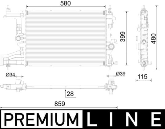 Radiator, motorkjøling MAHLE CR 2116 000P Radiator, motorkjøling MAHLE CR 2116 000P