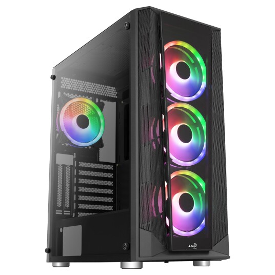 Aerocool Prism ARGB Midi Tower Kabinett med 4x120mm Vifter - Svart Aerocool Prism ARGB Midi Tower Kabinett med 4x120mm Vifter - Svart