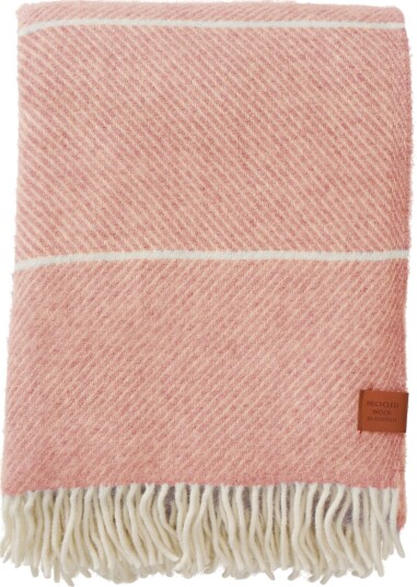 Klippan Yllefabrik Ullpledd   130x200 cm   resirkulert ull/lammull   Frank Salmon Pink