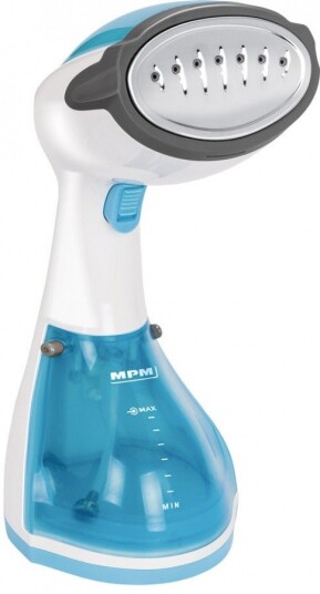 MPM MZP 01 Dampstrykejern StrykesÃ¥le i rustfritt stÃ¥l 1200 W BlÃ¥ Satin StÃ¥l Gjennomsiktig Hvit