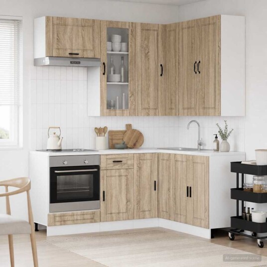 vidaXL Kjøkken enhet PORTO 8 pcs Sonoma eik Konstruert tre