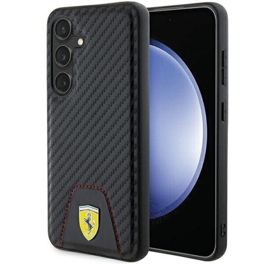Ferrari Carbon Stitched Bottom Mobildeksel for Samsung Galaxy S24 - Svart