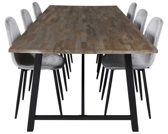 Venture Design Malang & Polar spisegruppe Natur/grå 6 st stoler & bord 250 x 100 cm