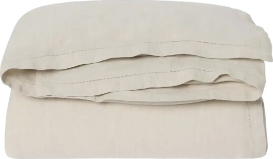 Garbo&Friends Linen Hemstitched Linen Duvet Cover Single  140X200 Cm Beige 140X200CM