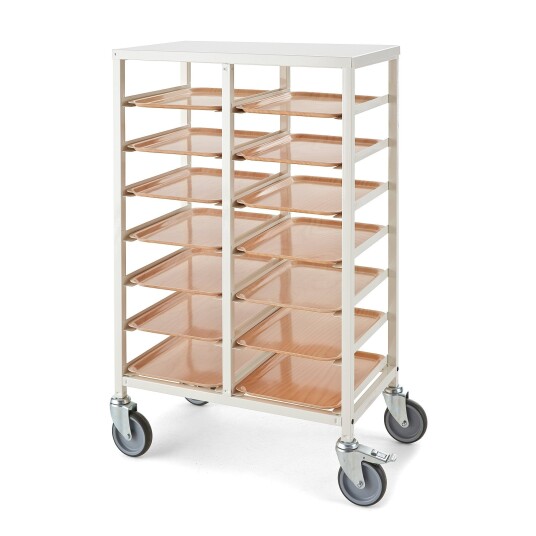 Helt nytt | Serveringsvogn med plass til 14 brett i hvit fra AJ Produkter