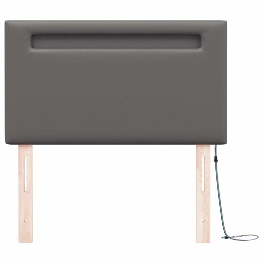 Sengegavl med enkelt design Grå 100 cm Syntetisk lær
