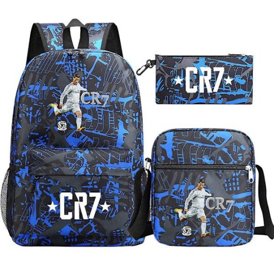 Fotball Ronaldo Cr7 Set Jenter/Gutter Skolevesker Reise Laptop Ryggsekk Dame Ryggsekker Skuldervesker og etui Høy kvalitet Y 8