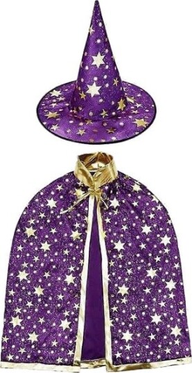 Halloween Trollmannskostyme med Kappe og Hatt til Barn Lilla FMY