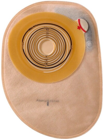 Coloplast Assura Assura pluss 1 delt lukket pose 12140 Str midi Flat festeplate oppklippbar 20 65 mm Hudfarget 30 stk.
