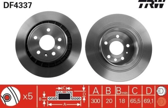 Bremseskive TRW DF4337 Bremseskive TRW DF4337