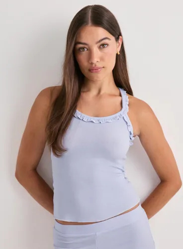 Nelly Blå Ultra Soft Frill Top