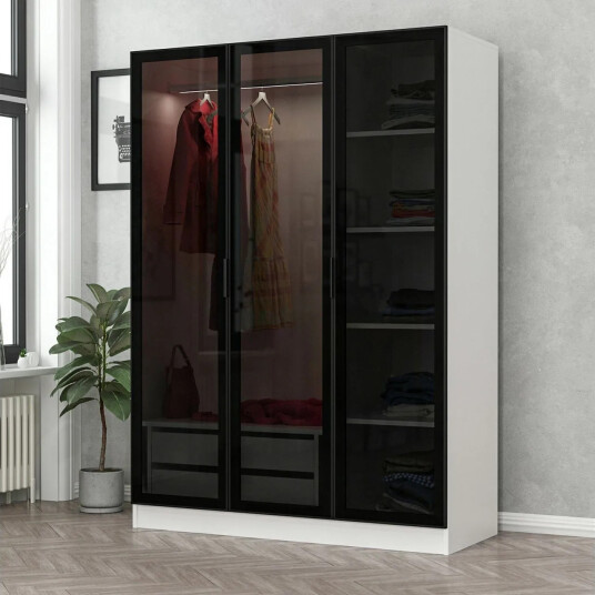 Fruitland Garderobe 135 cm - Svart/Hvit
