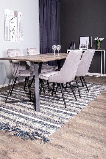 Venture Home Spisegruppe Marina med 4 stk spisestoler Velvet Deluxe Grå Venture Home Spisegruppe Marina med 4 stk spisestoler Velvet Deluxe Grå