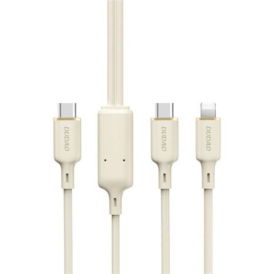 Dudao L7SF 2i1 100W USB-C og Lightning Kabel 1,2m Beige