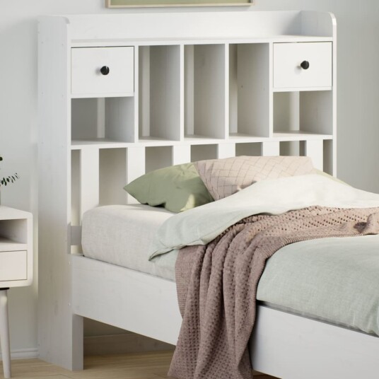 Hodegavl med oppbevaring hvit 75 cm heltre furu 8721158371546 Hodegavl med oppbevaring hvit 75 cm heltre furu 8721158371546