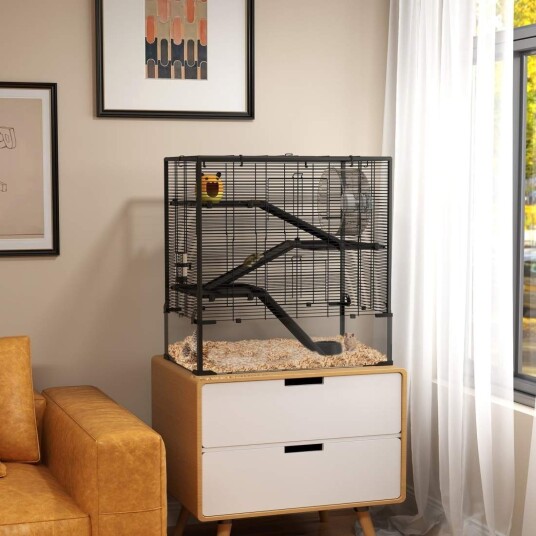 Hamsterbur for dverghamstere, 4-lags gnagerbur med glassbunn, hytte, balansehjul, ramper, matskål, smådyrsbur dverghamsterbur 78 Hamsterbur for dverghamstere, 4-lags gnagerbur med glassbunn, hytte, balansehjul, ramper, matskål, smådyrsbur dverghamsterbur 78