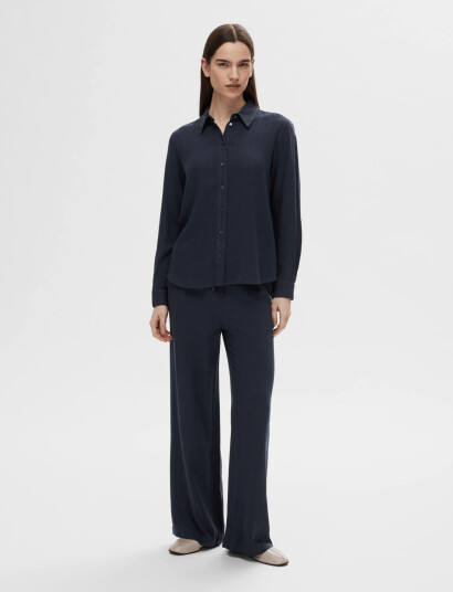 Selected Slfviva Ls Sun Shirt Noos   Navy   44