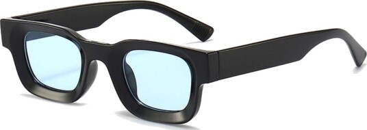 Moderne tykke solbriller svart blått glass