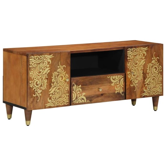 TV skap med dør Honning brun 105 x 33 x 46 cm Massiv mango tre