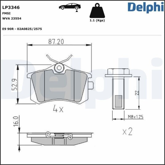 Bremseklosser DELPHI LP3346 Bremseklosser DELPHI LP3346