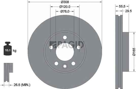 PAGID 55795NHC Bremseskive PAGID 55795NHC Bremseskive